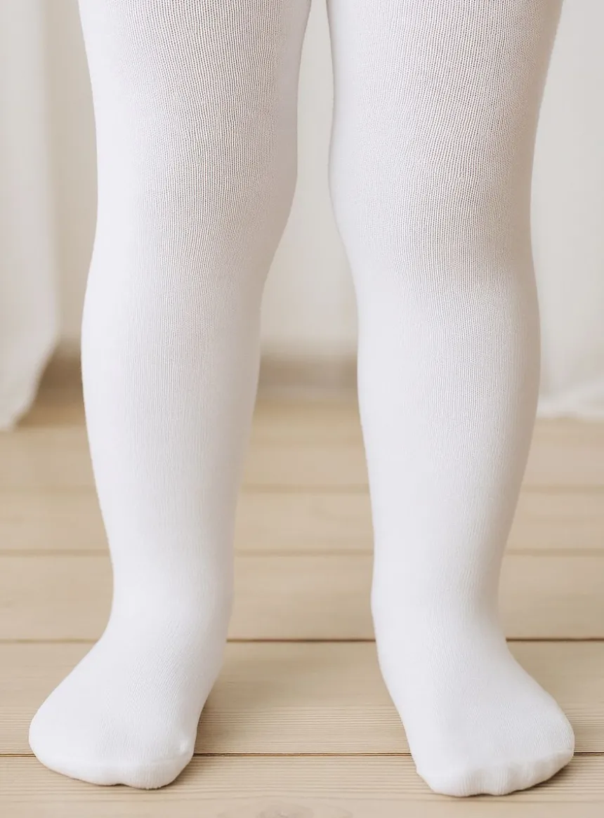 Collants épais cérémonie bébé & enfant – Blanc ou Ivoire