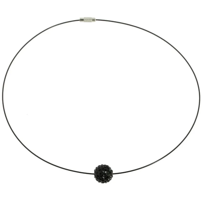 Collier boule de strass Noir
