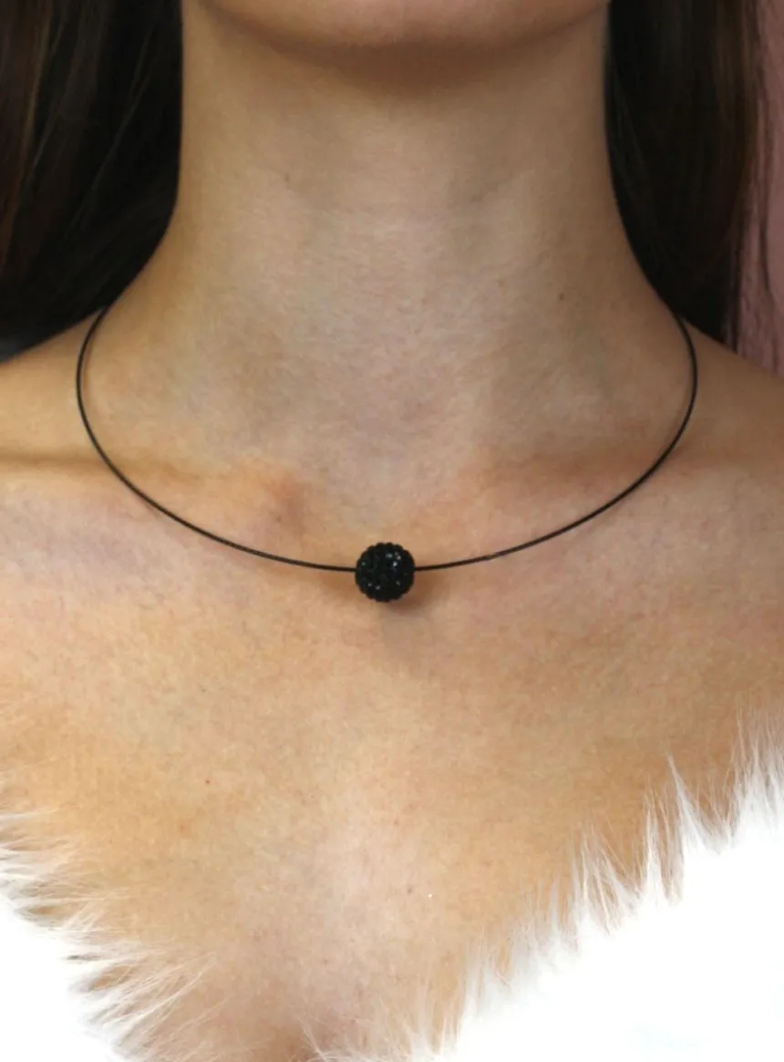 Collier boule de strass Noir