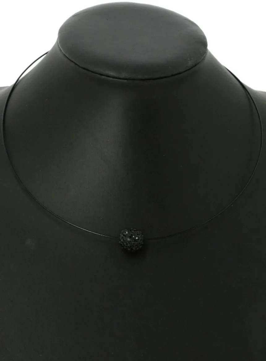 Collier boule de strass Noir