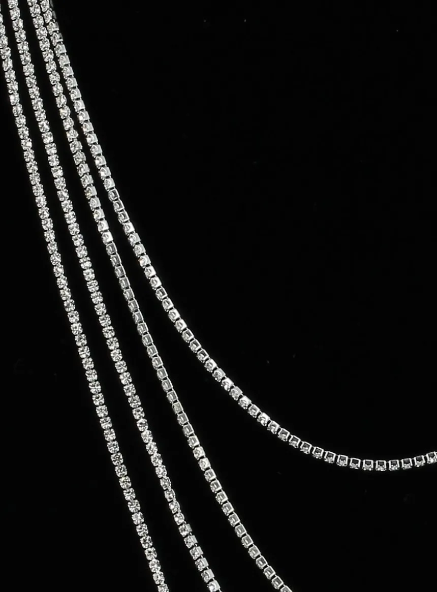 Collier de dos ou poitrine longueur 125cm Gris argent