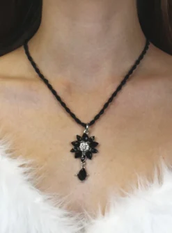 Collier de soirée strass noir et perles Noir