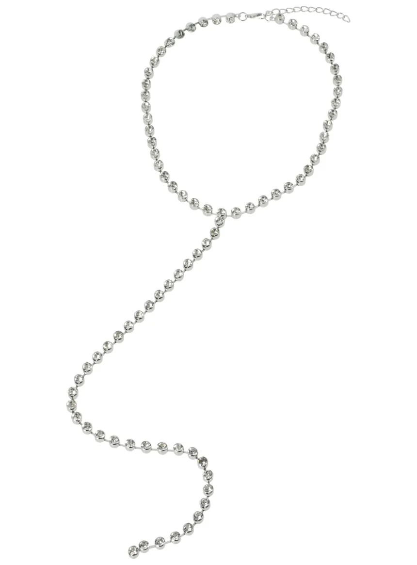 Collier de strass pour décolleté poitrine Gris argent