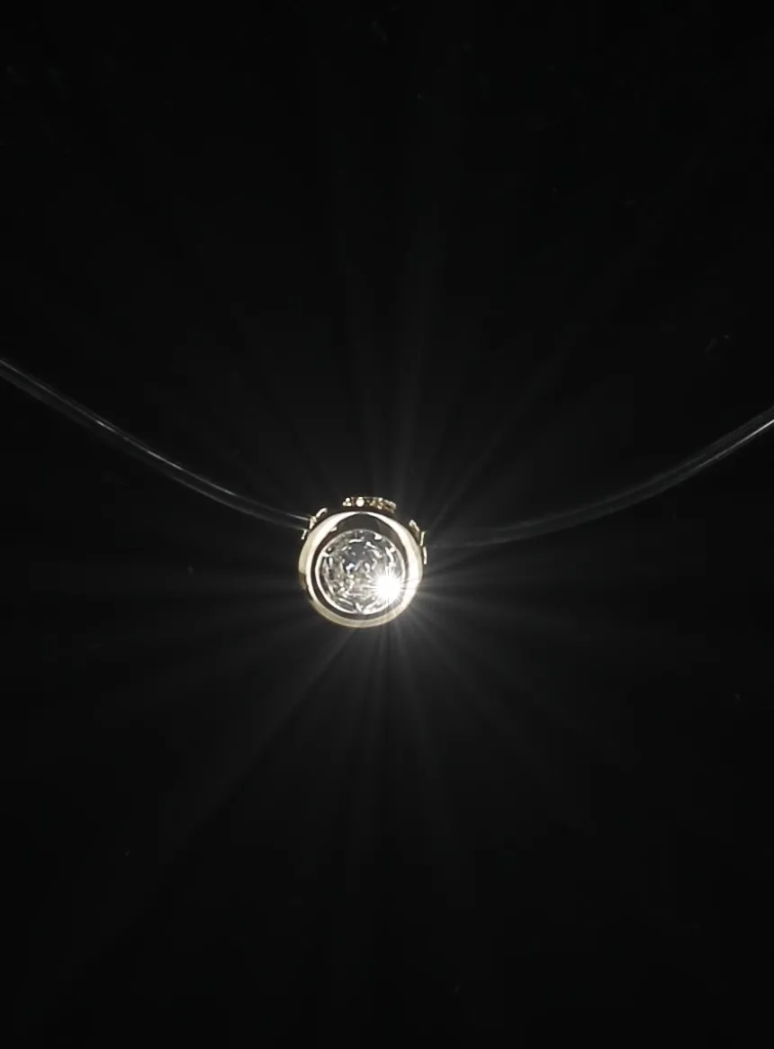 Collier fil de peche strass