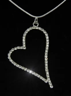 Collier pendentif coeur de strass Gris argent