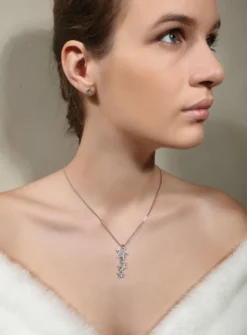 Collier pendentif étoile filante et boucles d'oreilles strass Gris argent