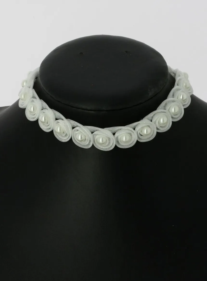 Collier ras de cou perle Blanc