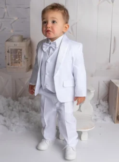 Costume baptême complet blanc pour bébé garçon