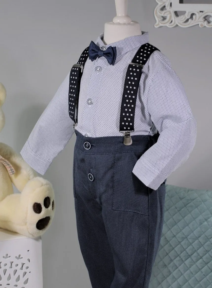 Costume bretelle bébé garçon + casquette