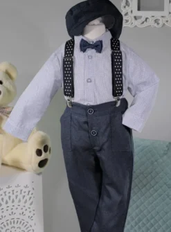 Costume bretelle bébé garçon + casquette