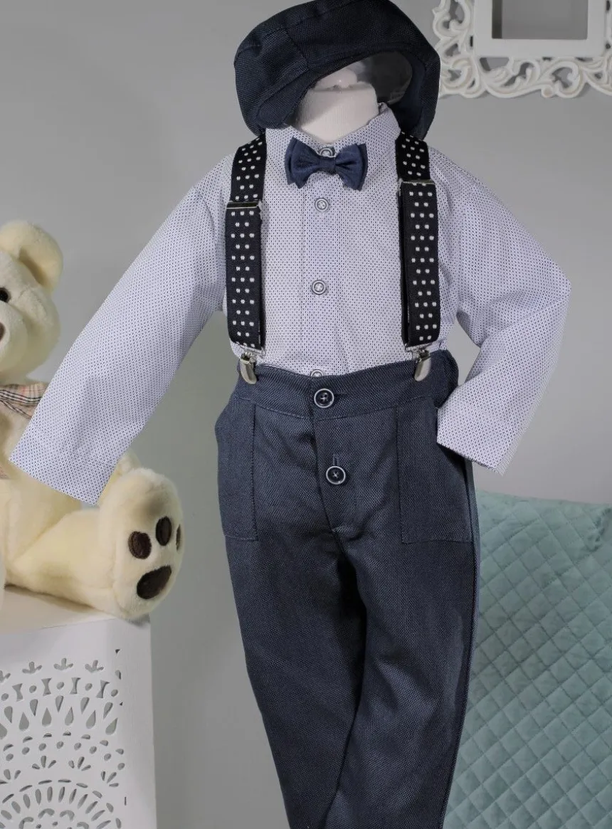 Costume bretelle bébé garçon + casquette