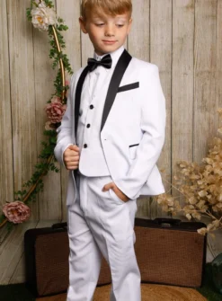 Costume complet garçon Thibault blanc et noir
