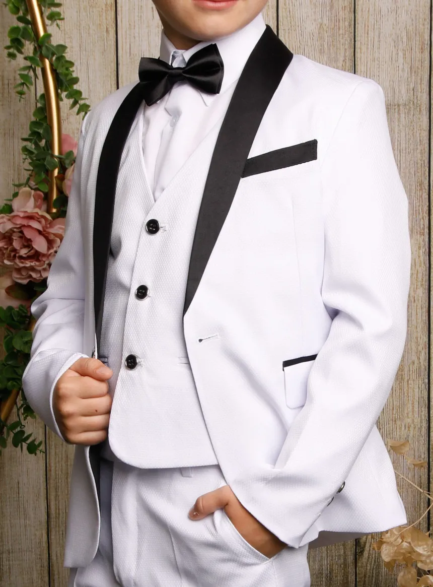 Costume complet garçon Thibault blanc et noir
