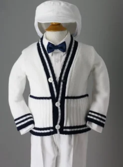 Costume de baptême complet Théo 5p. Blanc 1 mois