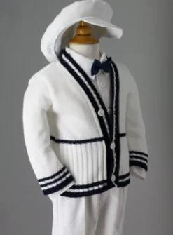 Costume de baptême complet Théo 5p. Blanc 1 mois