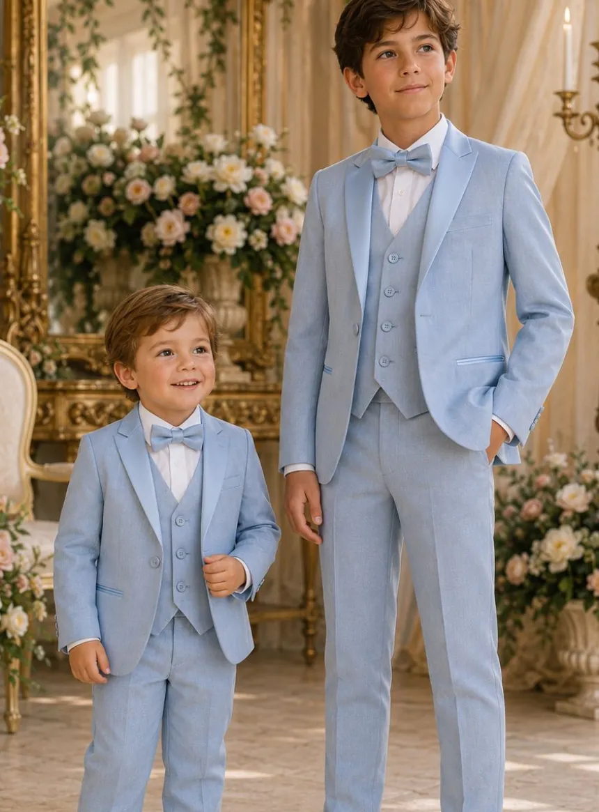 Costume garçon 5 pièces Alessio bleu tendre