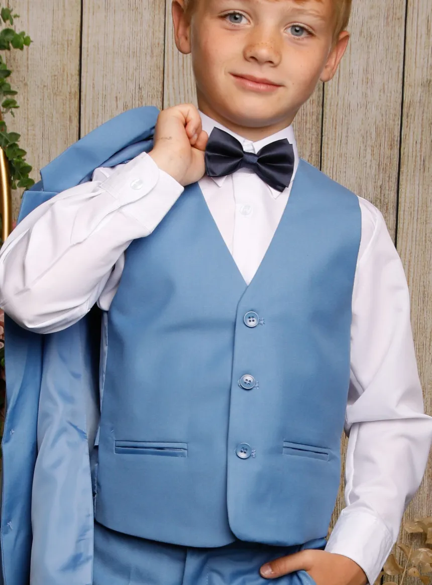 Costume mariage garçon 5 pièces Jean bleu clair