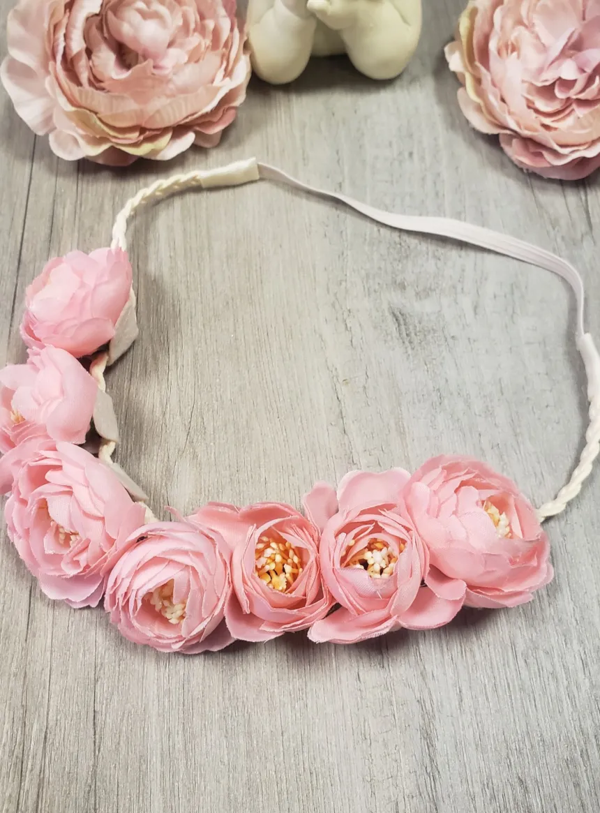 Couronne bandeau de fleurs tissu