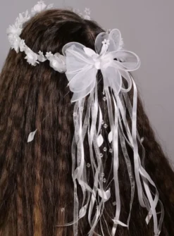 Couronne de communion fleur et ruban Blanc