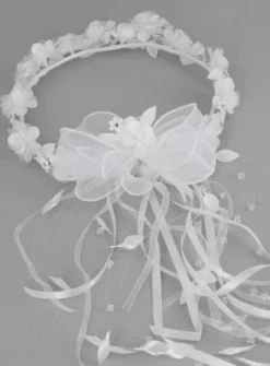 Couronne de communion fleur et ruban Blanc