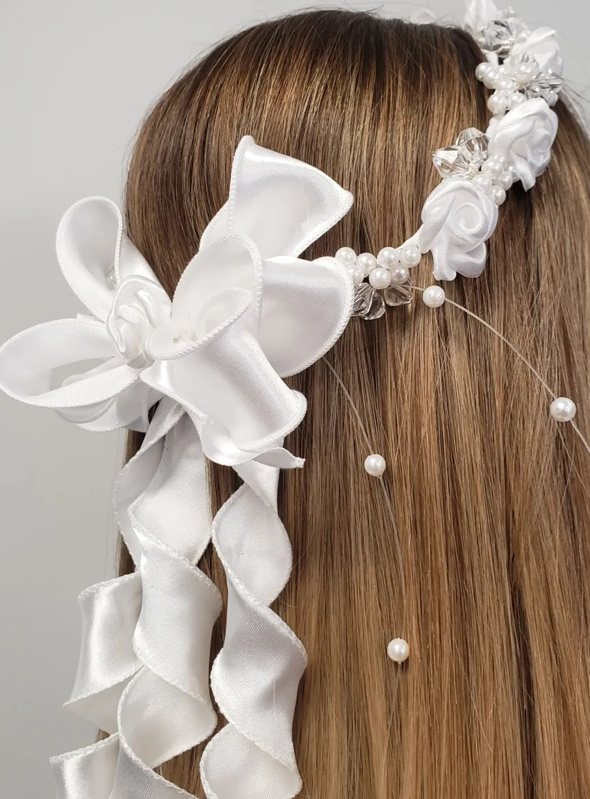 Couronne de fleur avec fleurs Blanc