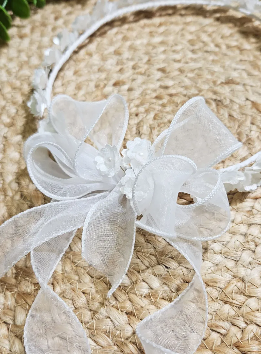 Couronne de Fleurs Blanche pour Communion