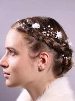 Couronne de fleur souple avec fleurs ou guirlande à tresser Blanc