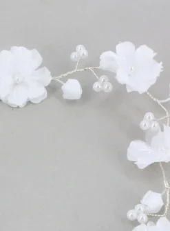 Couronne de fleur souple avec fleurs et perles Blanc