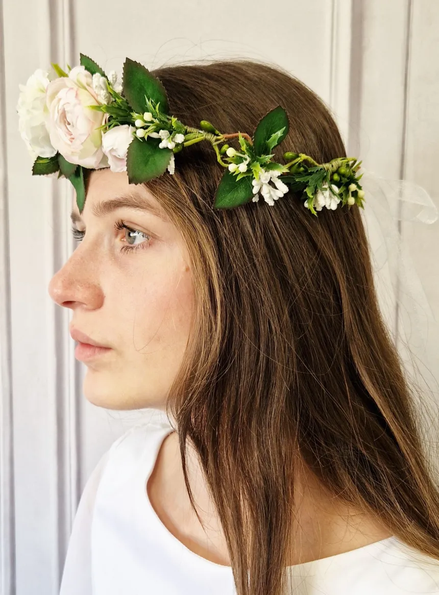 Couronne de Fleurs Pivoines et feuillage