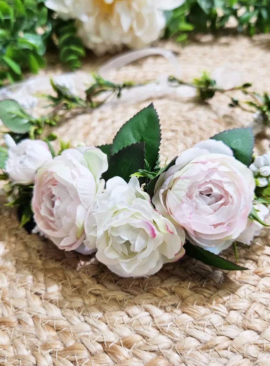Couronne de Fleurs Pivoines et feuillage