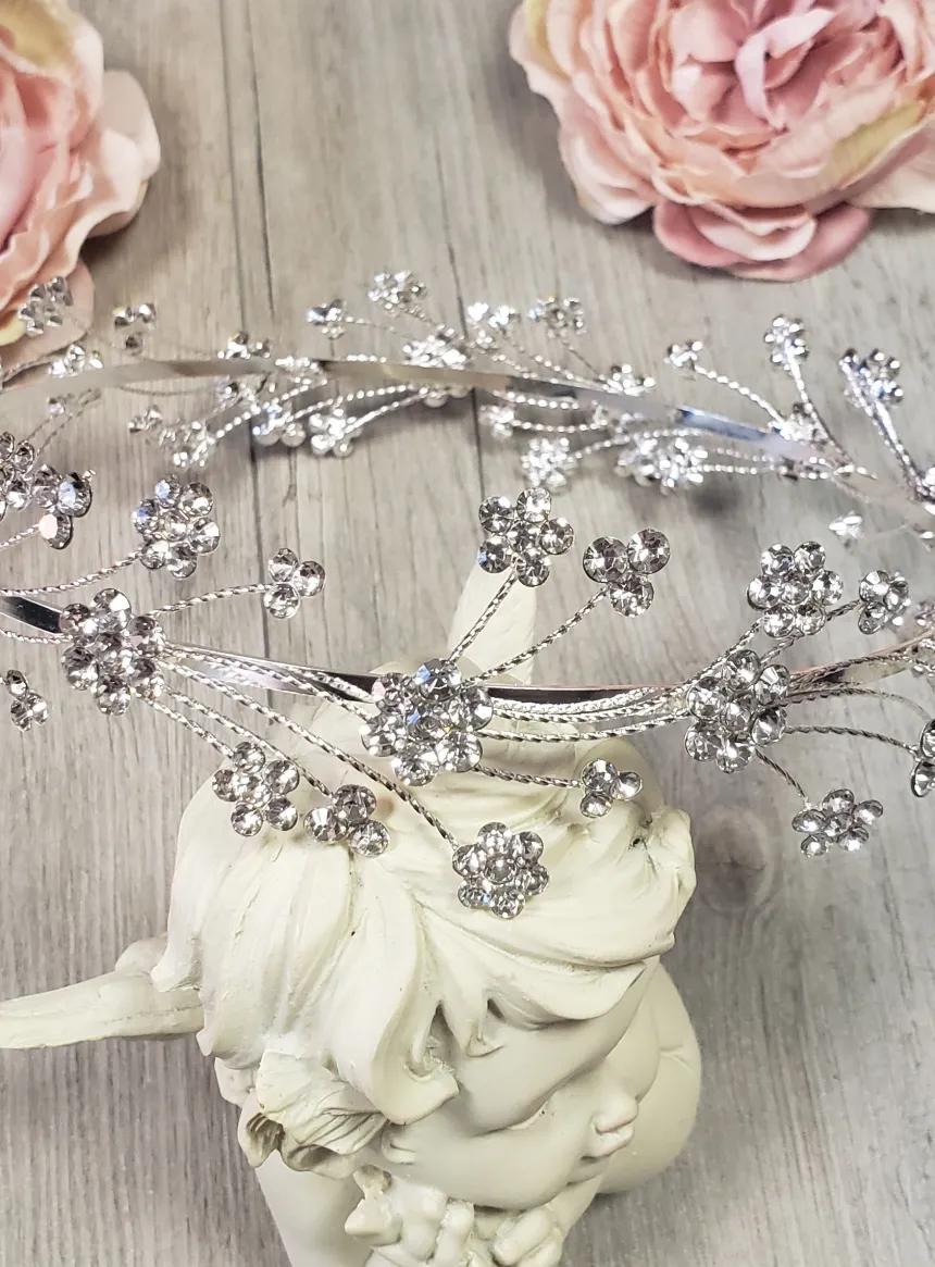 Couronne diadème avec strass Gris argent