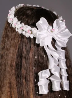 Couronne fleurs blanches et rose Blanc