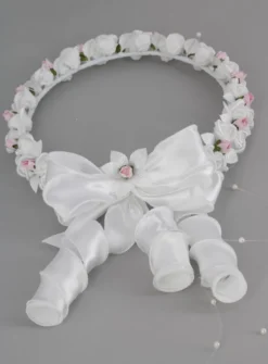 Couronne fleurs blanches et rose Blanc