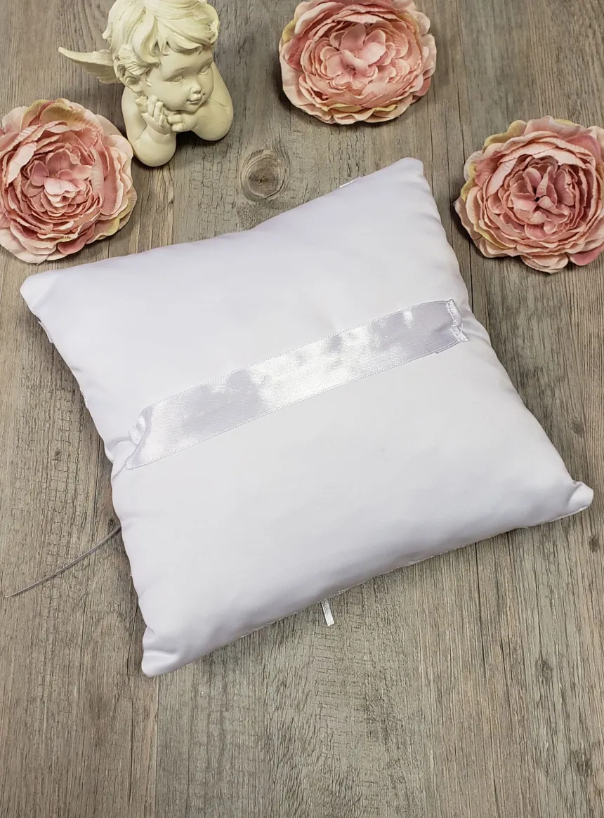 Coussin pour alliances dentelle blanche