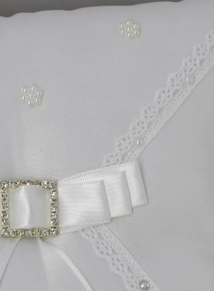 Coussin pour alliances nœud et strass