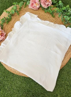 Couverture bapteme blanche coton gaze - Personnalisable Blanc
