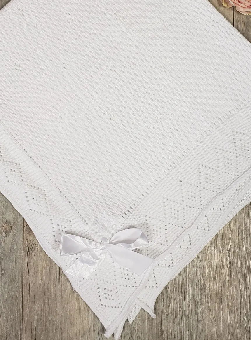 Couverture bébé Tricot et noeud