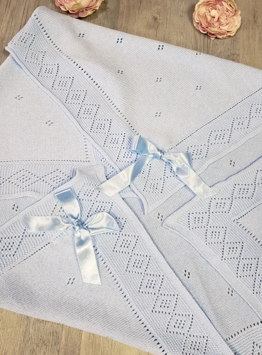 Couverture bébé Tricot et noeud
