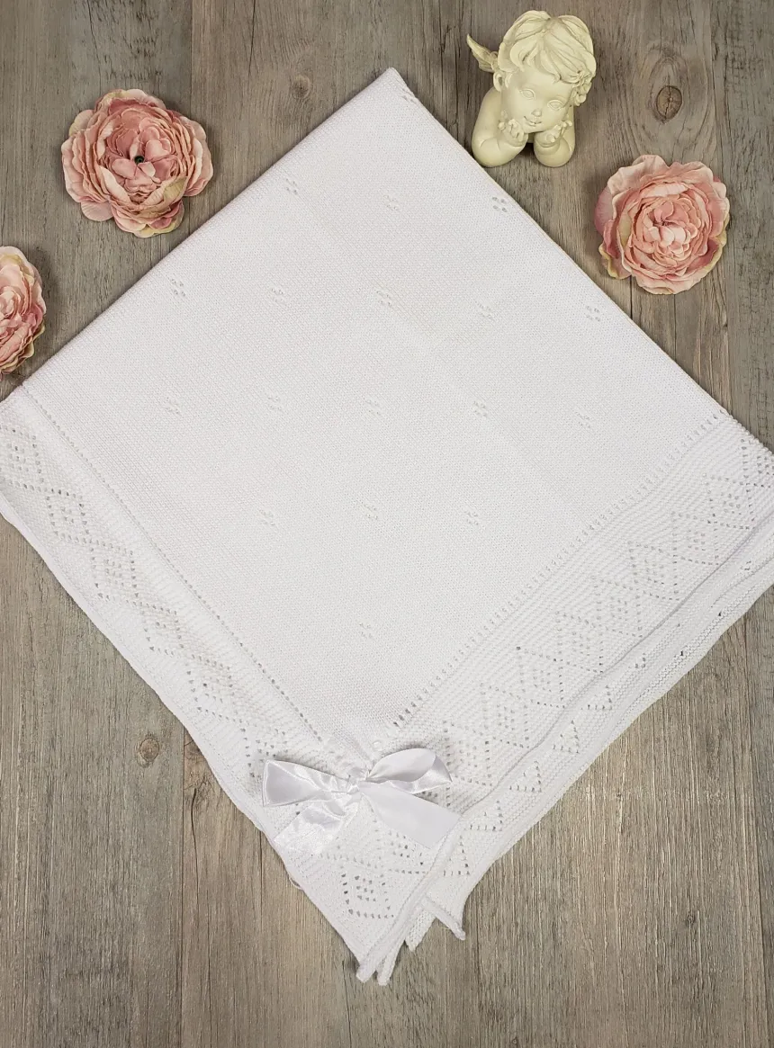 Couverture bébé Tricot et noeud