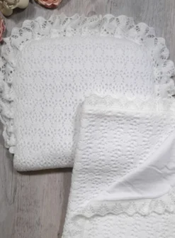 Couverture et coussin de baptême Blanc
