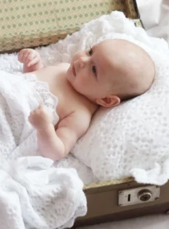 Couverture et coussin de baptême Blanc
