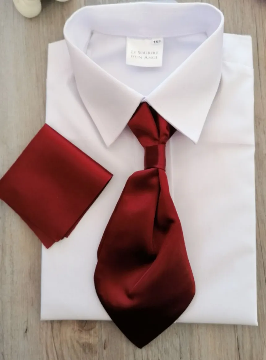Cravate lavallière enfant satin uni avec pochette