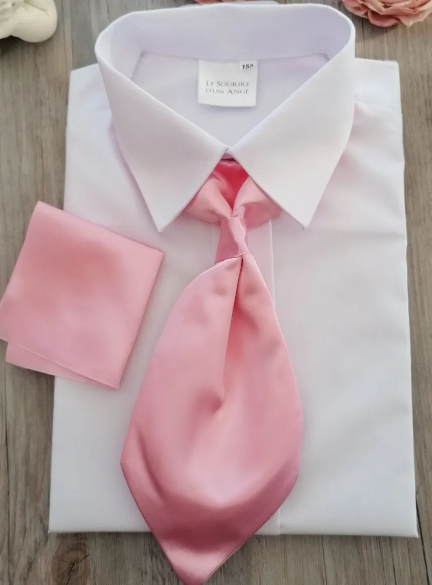 Cravate lavallière enfant satin uni avec pochette