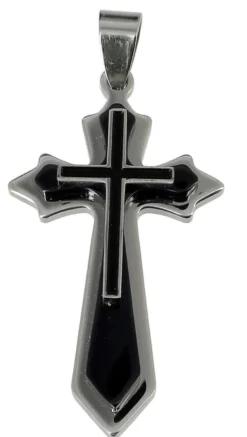 Croix de communion acier et noir Gris argent