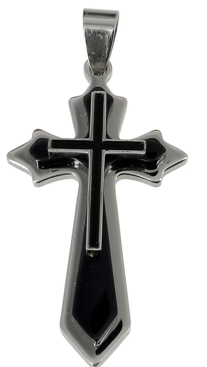 Croix de communion acier et noir Gris argent