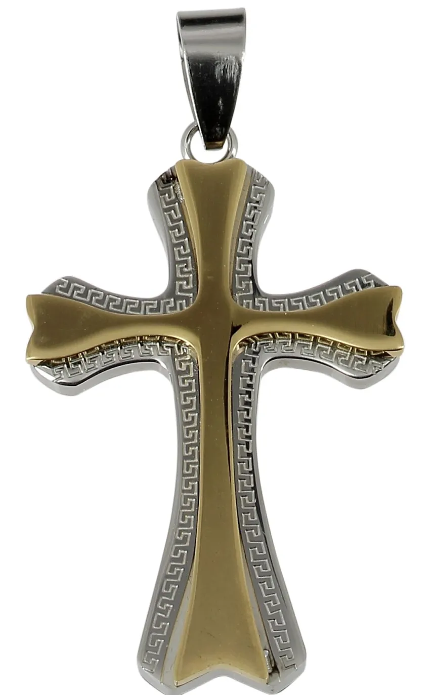 Croix de communion bicolore structurée Or