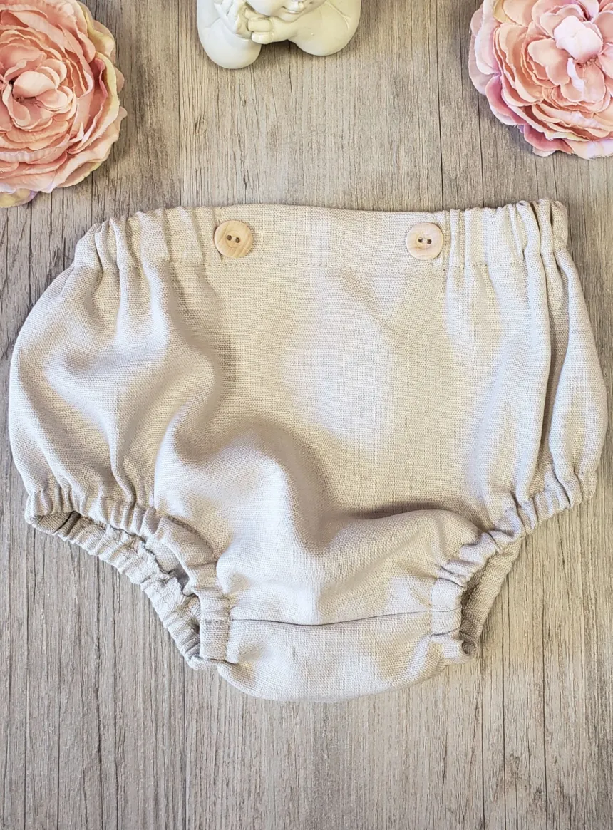 Culotte bébé garçon lin beige Pierre