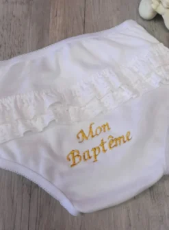Culotte de bapteme froufrou Blanc