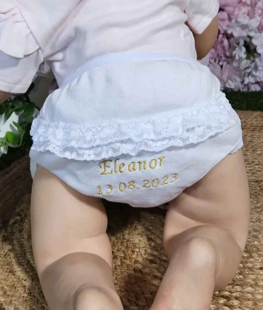 Culotte de bapteme froufrou Blanc