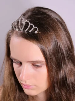 Diadčme couronne de mariage avec strass Gris argent